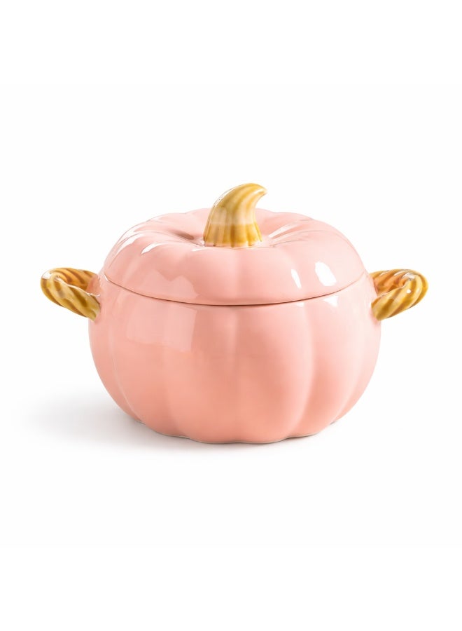 Ceramic Pumpkin Bowl with Lid and Dual Handles – 800 ml - Image 3